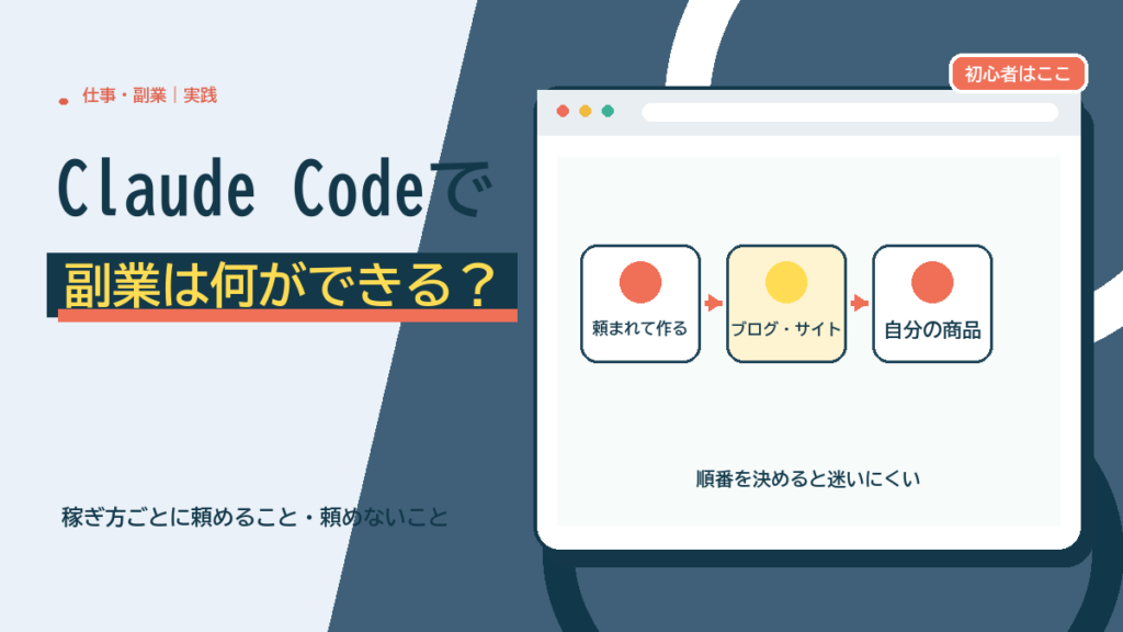 Claude Codeで副業って何ができる？副業の稼ぎ方ごとに任せられること・任せられないこと