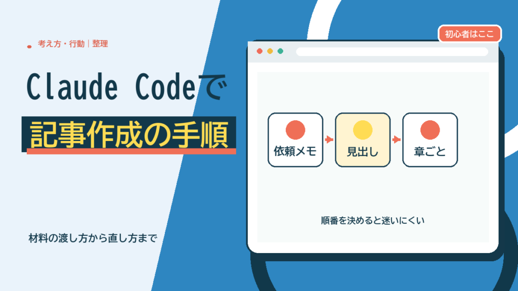 Claude Codeで記事作成する手順。依頼メモ・見出し・章ごとの本文の流れ